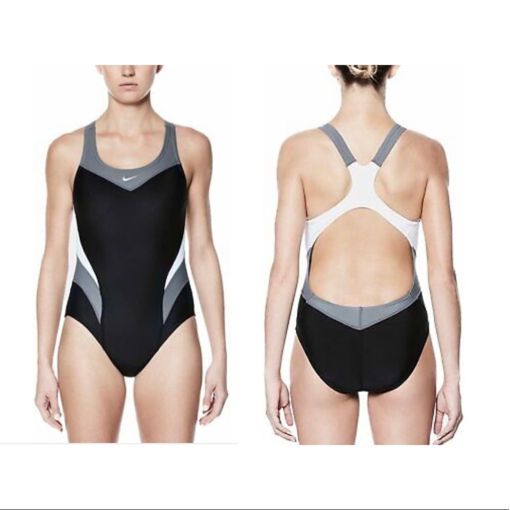 Nike Black & White Power Back Tank Swimsuit Size 32/6